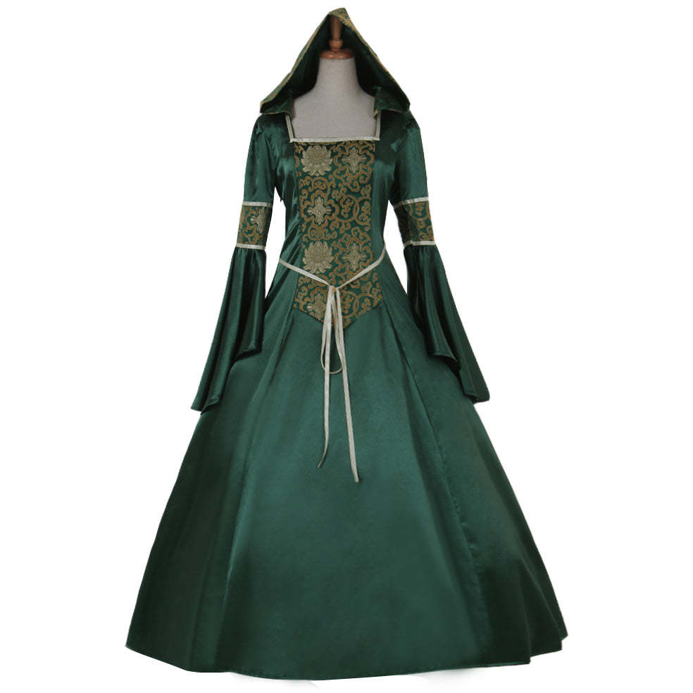 Elegant Medieval Noble Ball Gowns for Women - Victorian Gothic Evening Dresses in Green-Astricos
