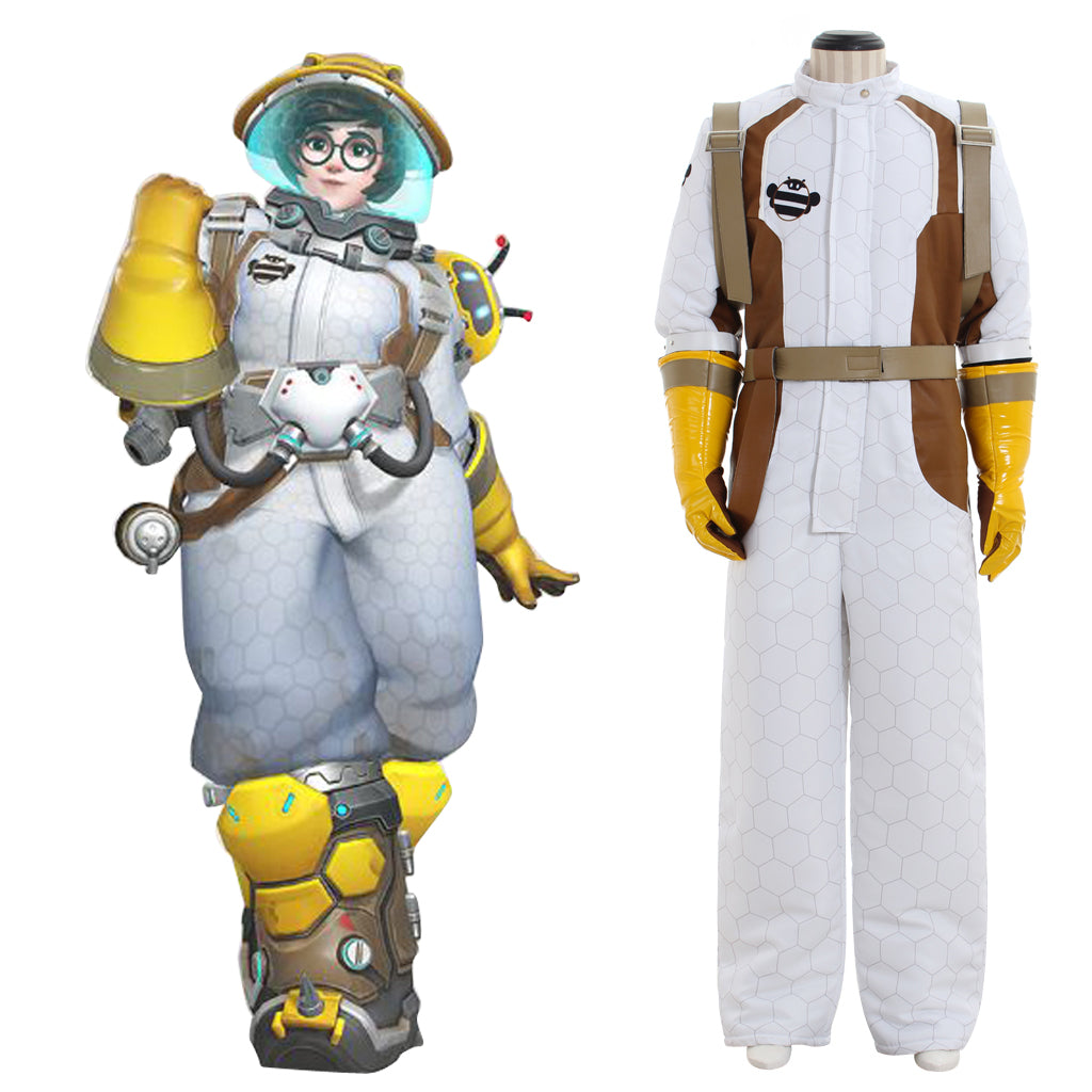 Mei Overwatch Cosplay Costume - Women's White Climatologist Jumpsuit Full Set-Astricos