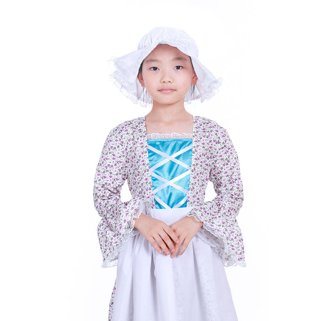 Prairie Colonial Maid Girls Kids Costume - Authentic Victorian Medieval Cosplay Dress-Astricos