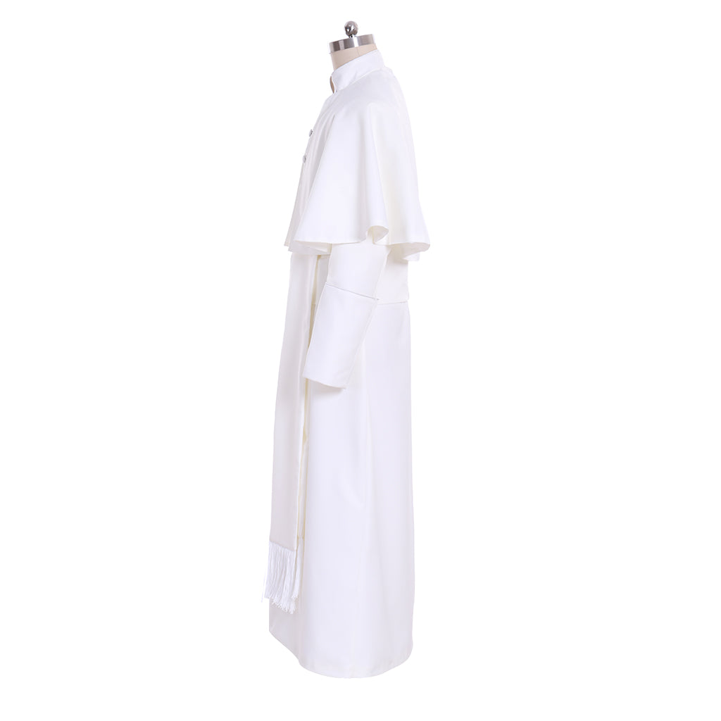 Authentic Roman White Priest Cassock Robe - Medieval Clergyman Vestments & Gothic Wizard Costume-Astricos