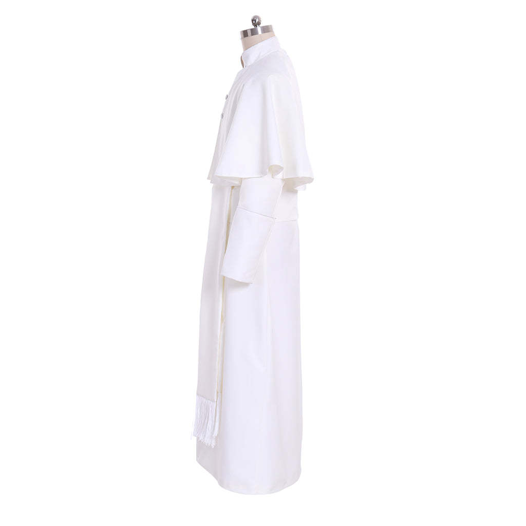 Authentic Roman White Priest Cassock Robe - Medieval Clergyman Vestments & Gothic Wizard Costume-Astricos