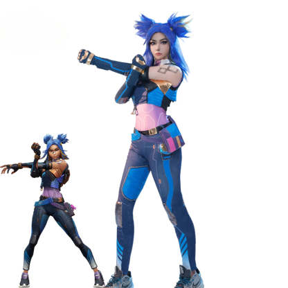Valorant Neon Cosplay Costume - Blue Women Combat Uniform for Halloween & Parties-Astricos
