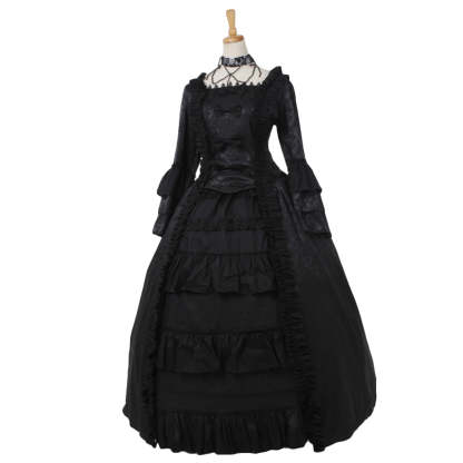 Gothic Victorian Strawberry Lolita Dress - Elegant Black Cosplay Costume for Anime Fans-Astricos