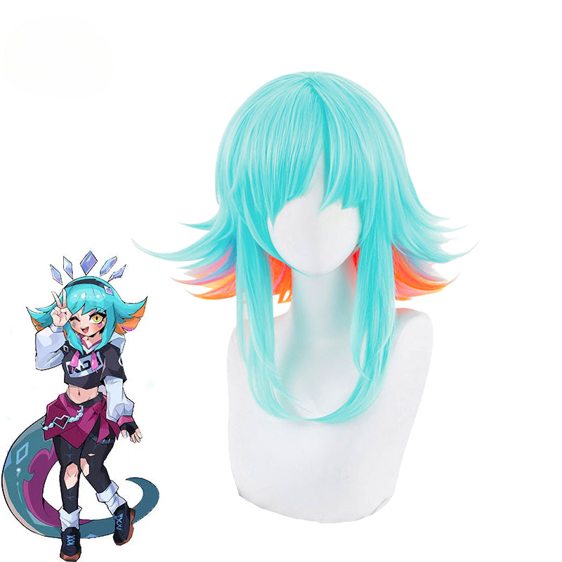 LOL KDA Super Fan Neeko Cosplay Wig - 35-40cm Mixed Color Heat Resistant Synthetic Wigs for Women-Astricos