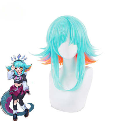 LOL KDA Super Fan Neeko Cosplay Wig - 35-40cm Mixed Color Heat Resistant Synthetic Wigs for Women-Astricos