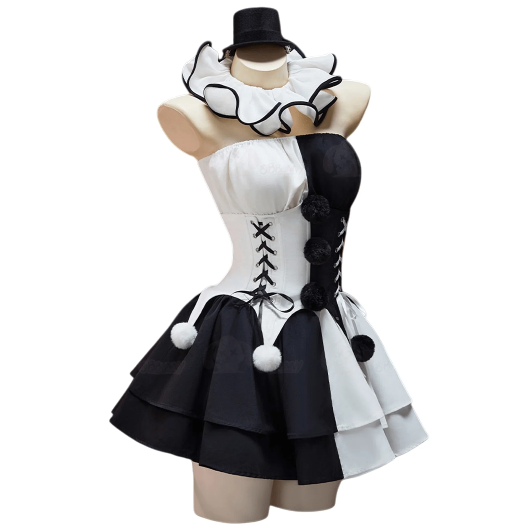 Terrifier Clown Cosplay Costume Custom Black White Dress for Halloween Party