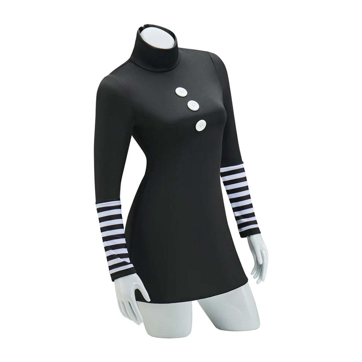 Marionette Cosplay Costume - Black Dress with Striped Stockings for Adult Women | Halloween & Carnival-Astricos