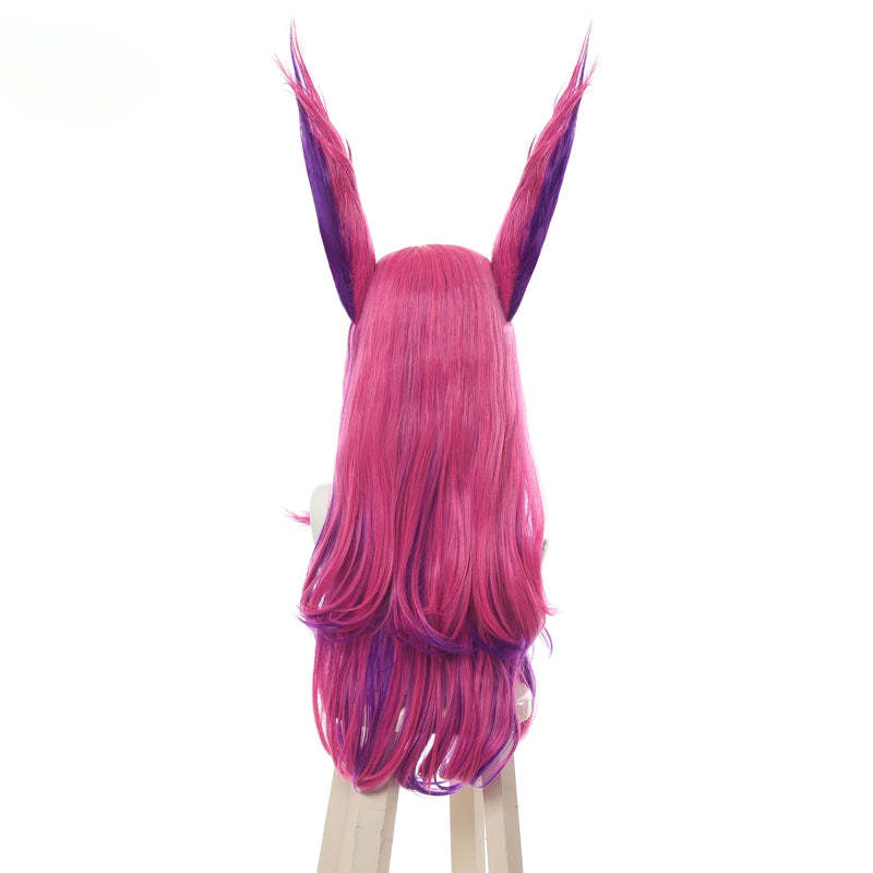 LOL Star Guardian Xayah Cosplay Wig - 65cm Long Pink Purple Rebel Wigs with Ears & Heat Resistant-Astricos