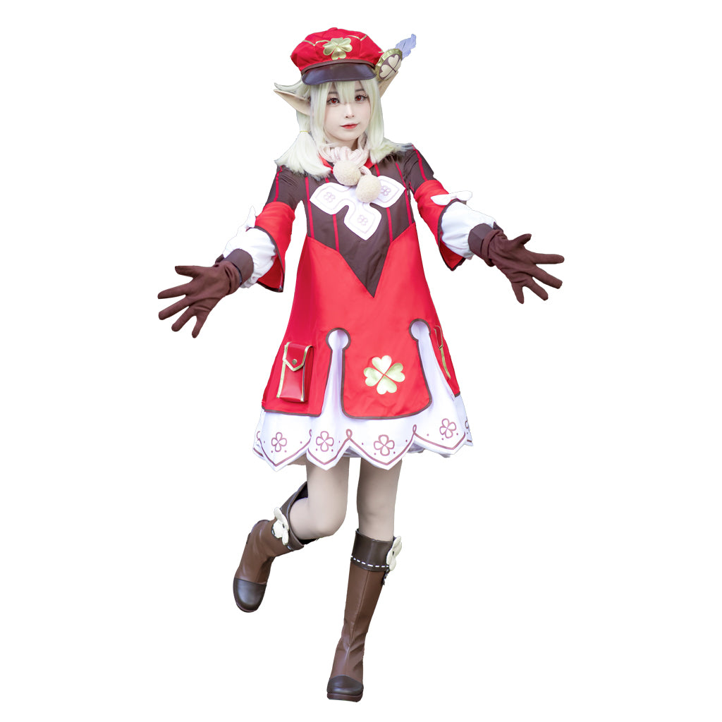 Genshin Impact Klee Cosplay Costume - Full Set with Hat & Accessories | Astricos-Astricos