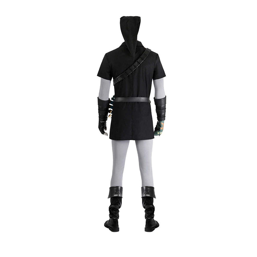 Zelda Cosplay Dark Costume for Men - Black Battle Uniform Full Set for Halloween & Carnival-Astricos