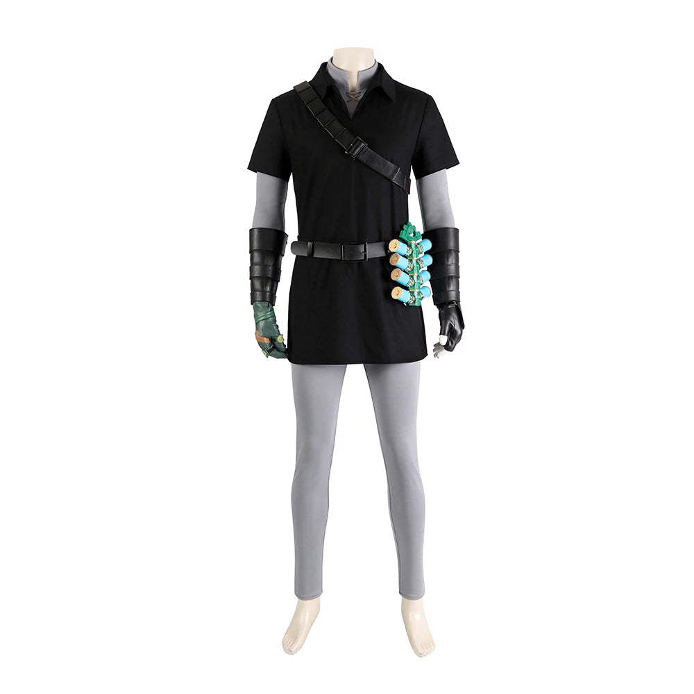 Zelda Cosplay Dark Costume for Men - Black Battle Uniform Full Set for Halloween & Carnival-Astricos