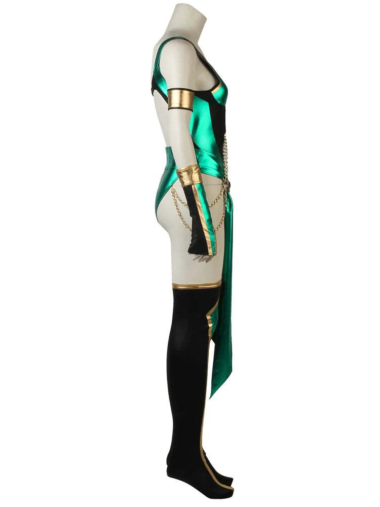 Mortal Kombat X Jade Blue Sexy Battle Costume Full Set for Halloween & Cosplay-Astricos