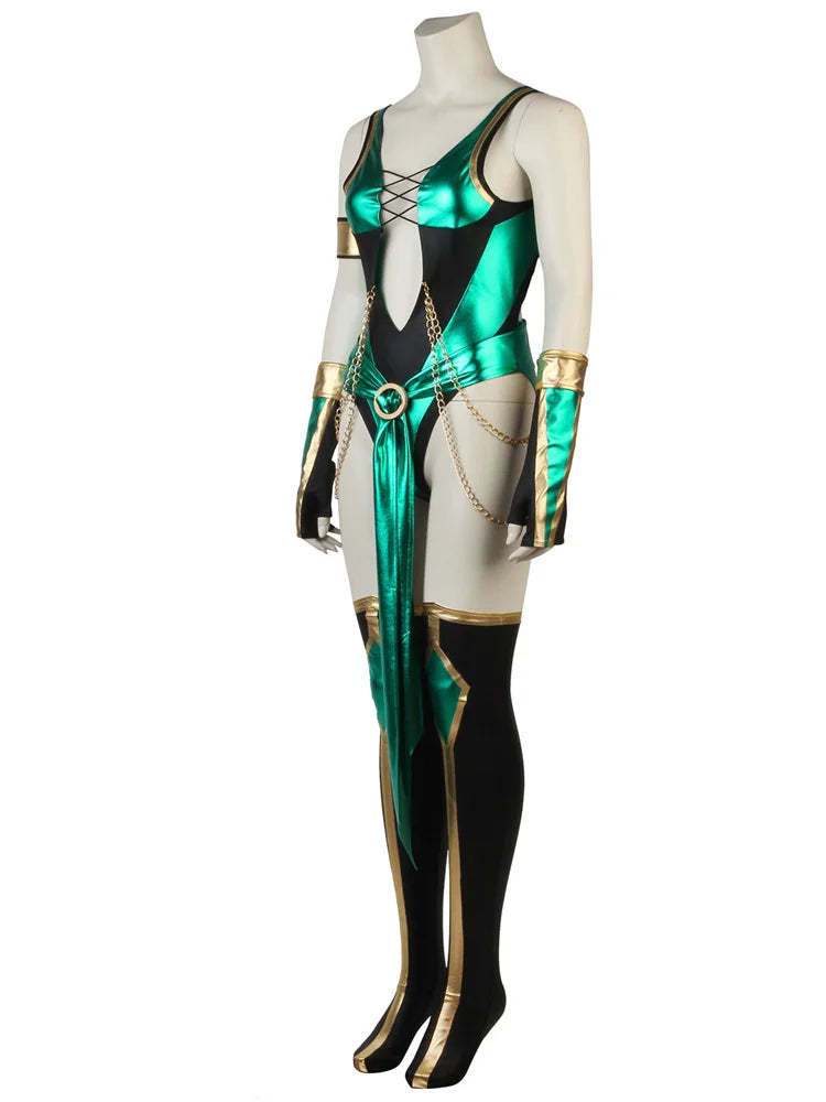 Mortal Kombat X Jade Blue Sexy Battle Costume Full Set for Halloween & Cosplay-Astricos