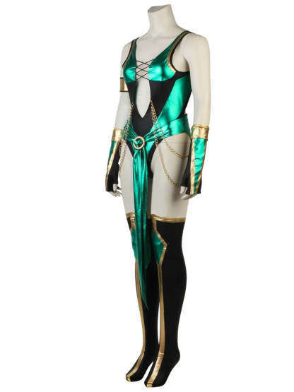 Mortal Kombat X Jade Blue Sexy Battle Costume Full Set for Halloween & Cosplay-Astricos