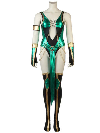 Mortal Kombat X Jade Blue Sexy Battle Costume Full Set for Halloween & Cosplay-Astricos