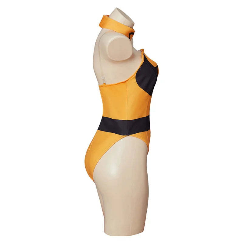 Mortal Kombat X Tanya Cosplay Costume - Yellow Jumpsuit Bodysuit with Gloves & Stockings-Astricos