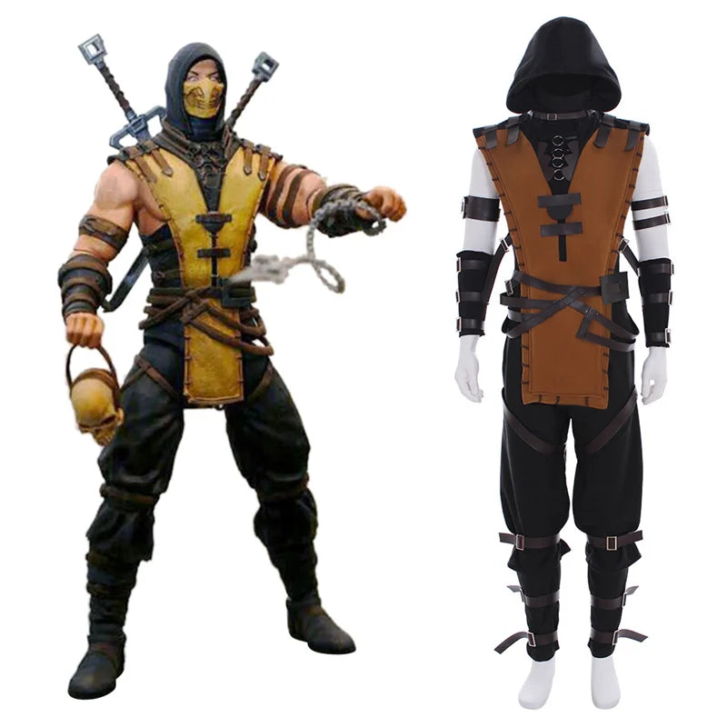 Scorpion Mortal Kombat Cosplay Costume for Adults - Halloween Full Set Outfit-Astricos