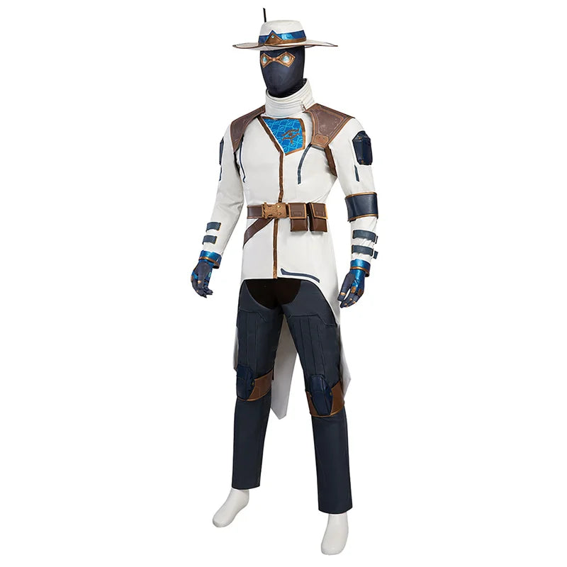 Valorant Cypher Full Cosplay Costume Set - Hat, Coat, Pants & Accessories for Halloween & Parties-Astricos