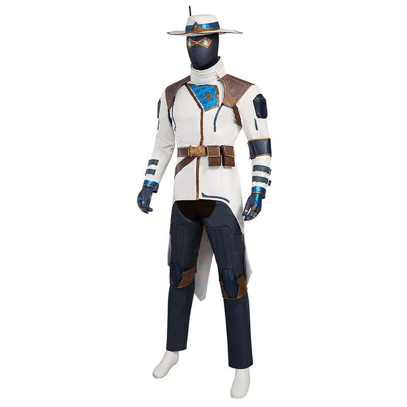 Valorant Cypher Full Cosplay Costume Set - Hat, Coat, Pants & Accessories for Halloween & Parties-Astricos