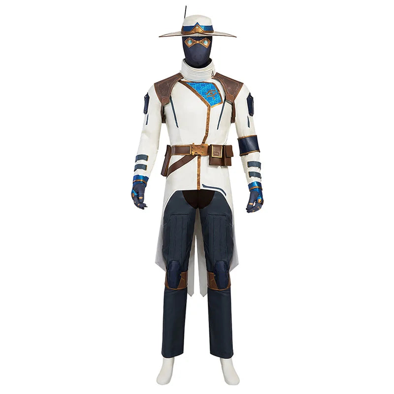 Valorant Cypher Full Cosplay Costume Set - Hat, Coat, Pants & Accessories for Halloween & Parties-Astricos