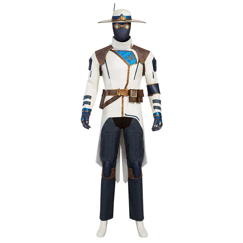Valorant Cypher Full Cosplay Costume Set - Hat, Coat, Pants & Accessories for Halloween & Parties-Astricos