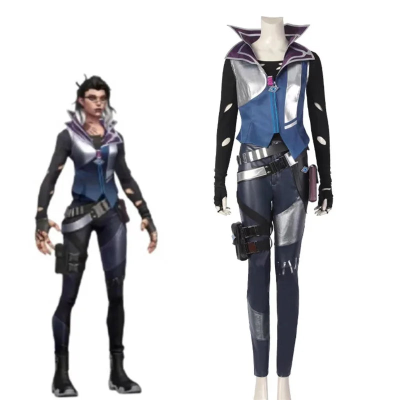 Valorant Fade Cosplay Costume Set - Top, Pants, Coat for Halloween & Cosplay Events-Astricos
