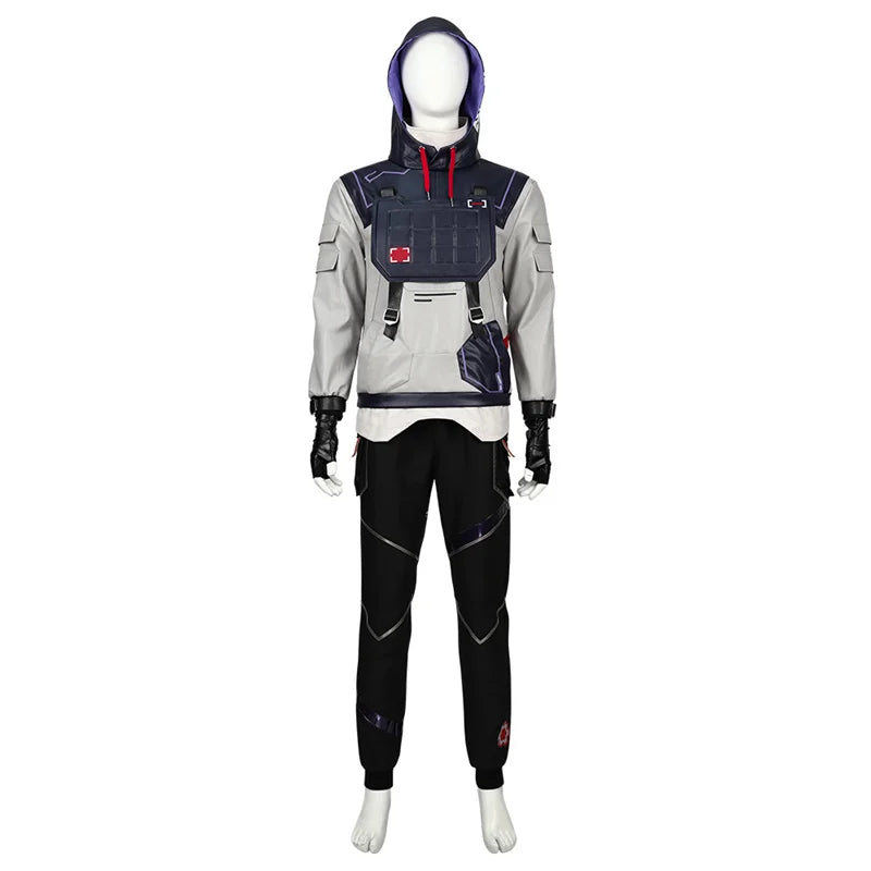 Valorant ISO Cosplay Costume - Hooded Sweatshirt, Pants, Top & Accessories for Halloween & Carnival-Astricos