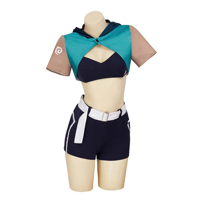 Valorant Jett Cosplay Costume - Sexy Top & Pants Full Set for Women | Halloween & Party Outfits-Astricos