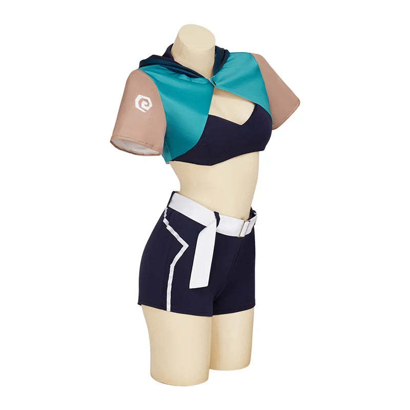 Valorant Jett Cosplay Costume - Sexy Top & Pants Full Set for Women | Halloween & Party Outfits-Astricos