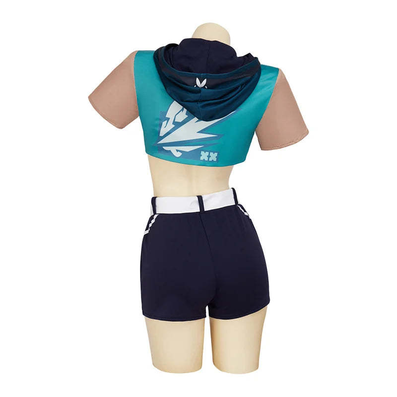 Valorant Jett Cosplay Costume - Sexy Top & Pants Full Set for Women | Halloween & Party Outfits-Astricos