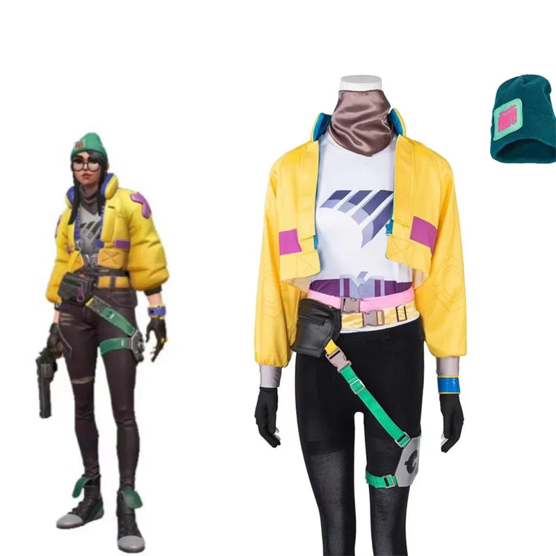 Valorant Killjoy Cosplay Costume - Yellow Coat with Accessories for Halloween & Parties-Astricos