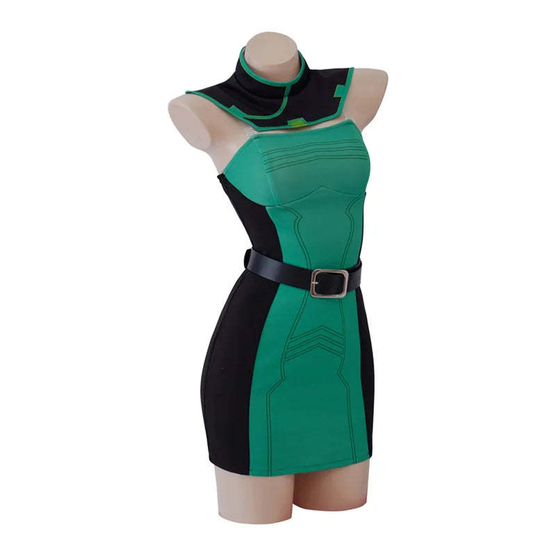 Valorant Viper Sexy Green Combat Dress Cosplay Costume for Women | Halloween & Party Outfit-Astricos