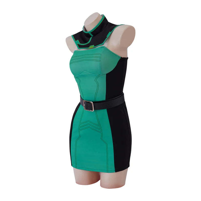 Valorant Viper Sexy Green Combat Dress Cosplay Costume for Women | Halloween & Party Outfit-Astricos