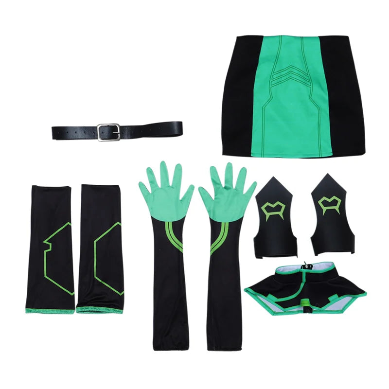 Valorant Viper Sexy Green Combat Dress Cosplay Costume for Women | Halloween & Party Outfit-Astricos
