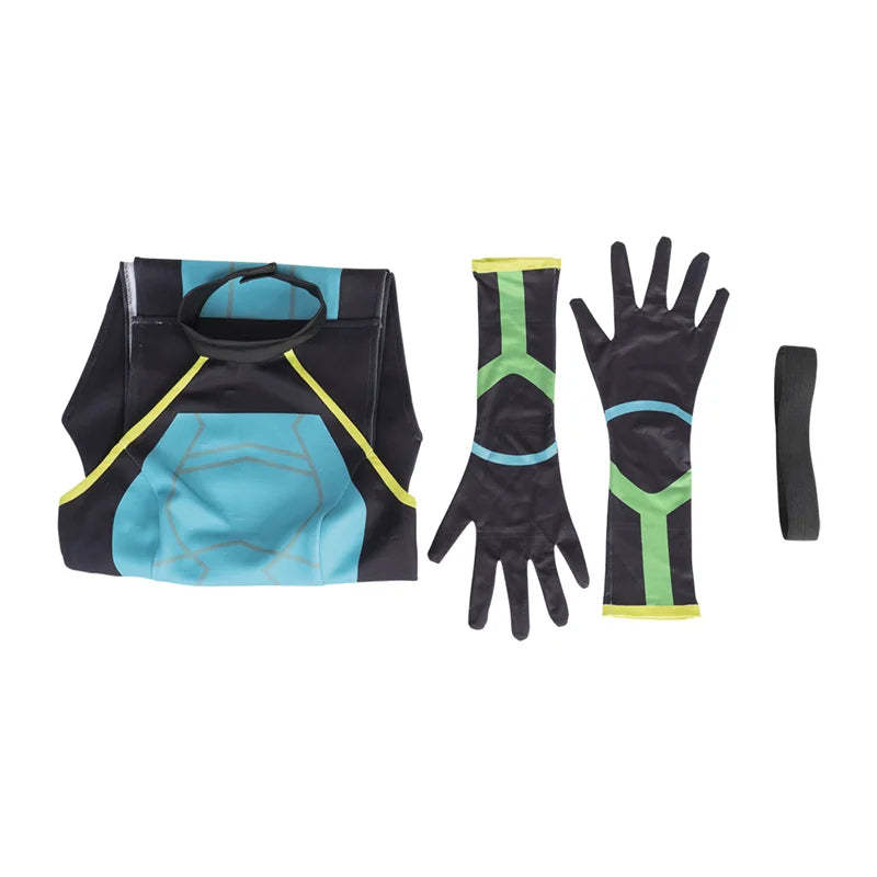 Valorant Viper Sexy Green Cosplay Costume with Gloves & Socks - Halloween Outfit-Astricos