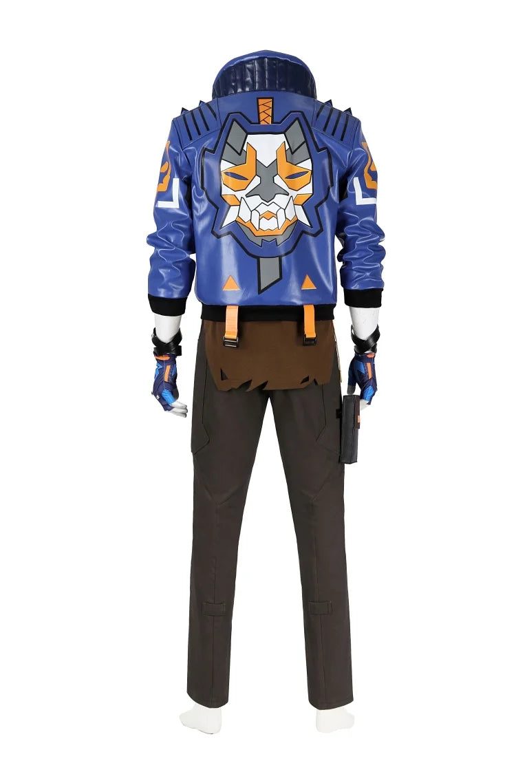 Valorant Yoru Cosplay Costume for Men - Full Set with Blue Jacket, Pants, and Mask-Astricos