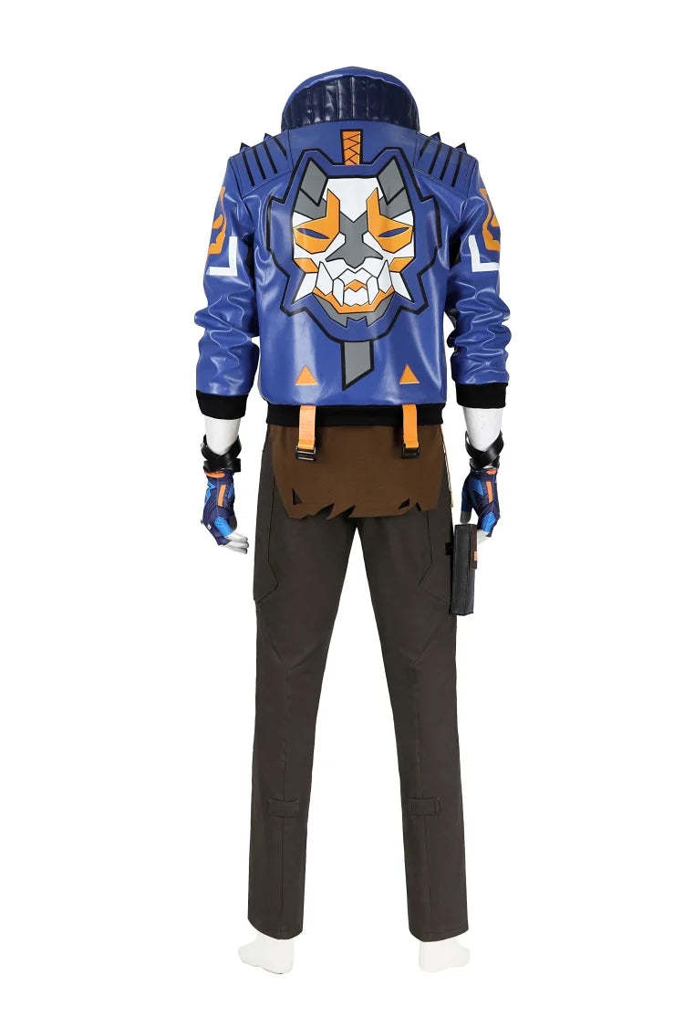 Valorant Yoru Cosplay Costume for Men - Full Set with Blue Jacket, Pants, and Mask-Astricos
