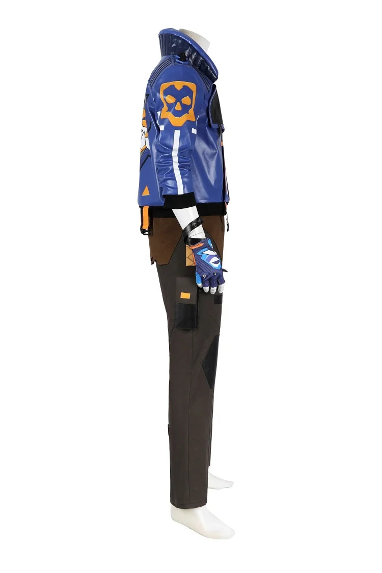 Valorant Yoru Cosplay Costume for Men - Full Set with Blue Jacket, Pants, and Mask-Astricos