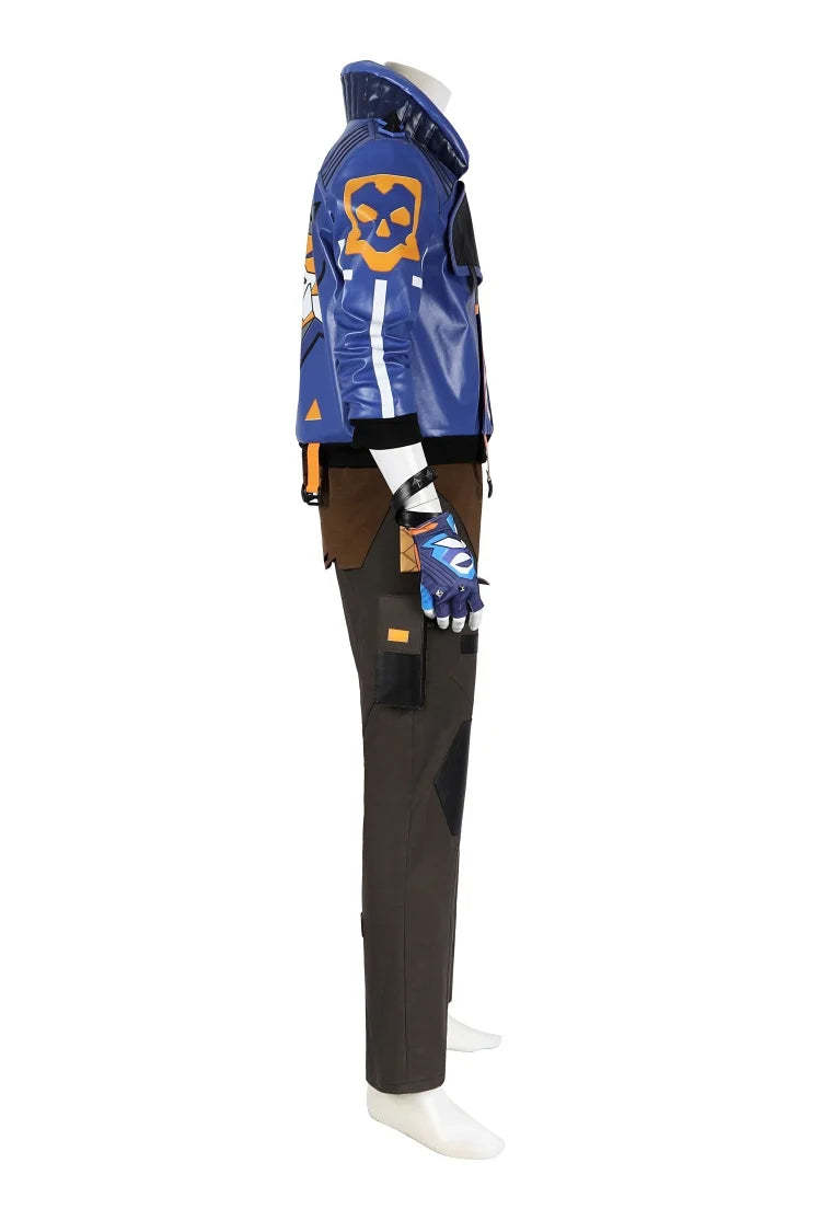Valorant Yoru Cosplay Costume for Men - Full Set with Blue Jacket, Pants, and Mask-Astricos