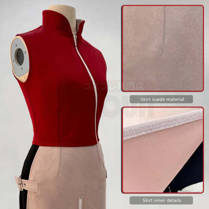 HOLOUN Anime Haruno Sakura Cosplay Costume - Top, Skirt, Shorts & Pouch Set for Halloween, Thanksgiving, Christmas-Astricos