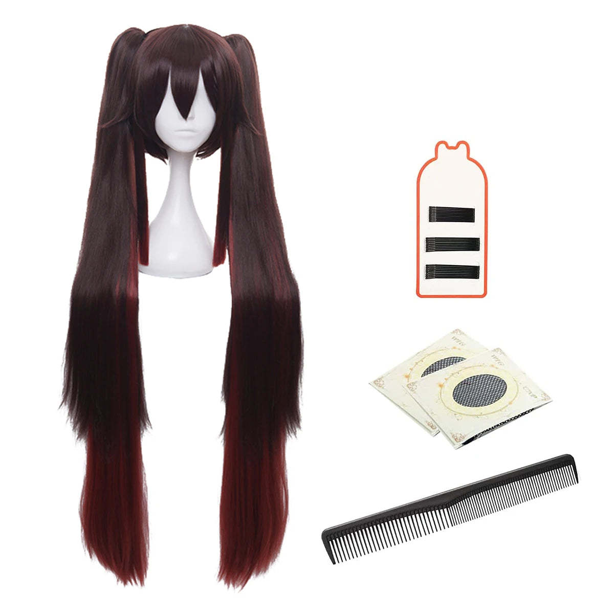 Genshin Impact Hu Tao Cosplay Wig - Rose Net Synthetic Fiber Adjustable for Anime Fans-Astricos
