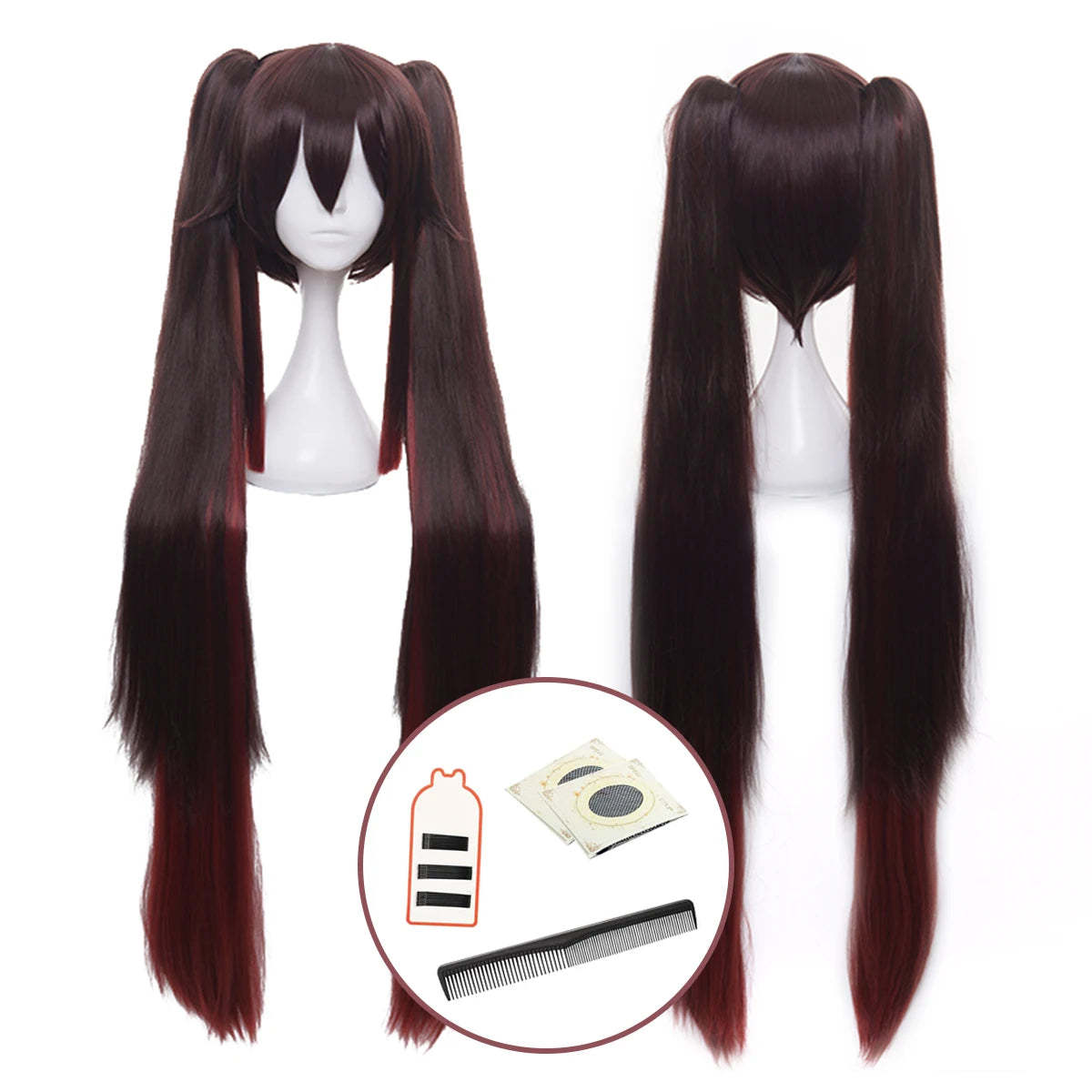 Genshin Impact Hu Tao Cosplay Wig - Rose Net Synthetic Fiber Adjustable for Anime Fans-Astricos