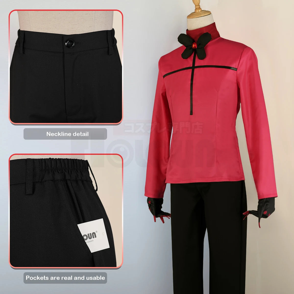 Haz Hotel Anime Alastor Cosplay Wig - Rose Net Synthetic Fiber, Adjustable Size for Cos Conventions-Astricos