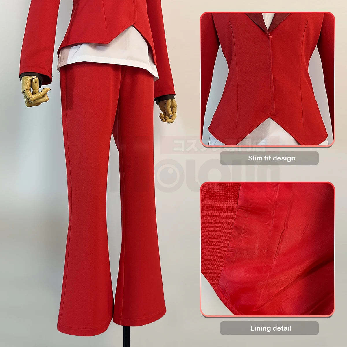 Charlie Morningstar Hazbin Hotel Cosplay Costume Wig & Suit Set with Shoulder Pads-Astricos