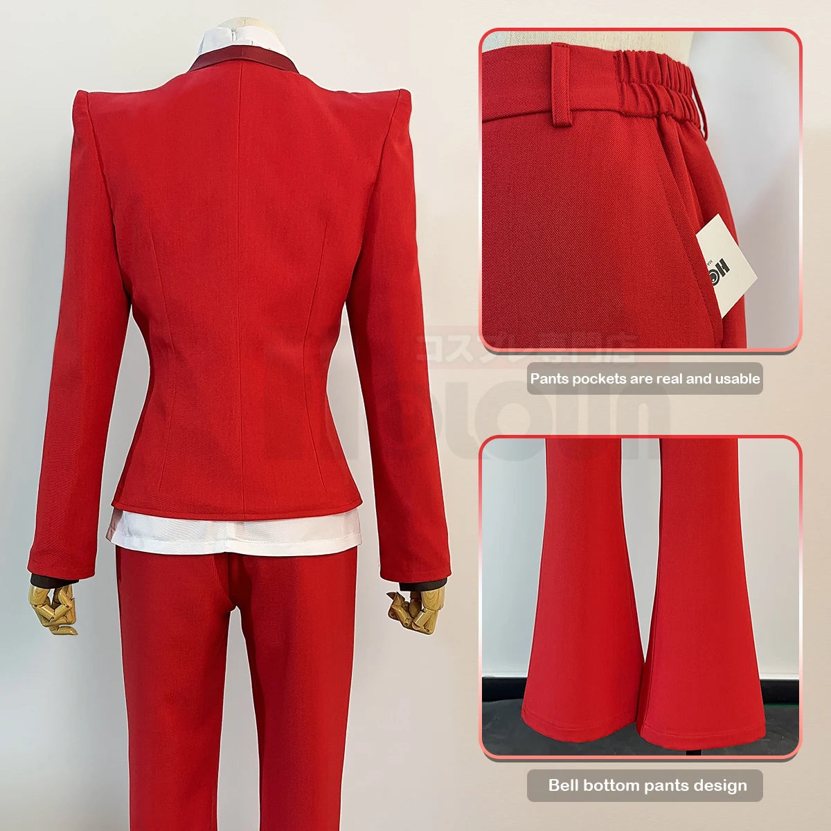 Charlie Morningstar Hazbin Hotel Cosplay Costume Wig & Suit Set with Shoulder Pads-Astricos