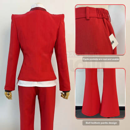 Charlie Morningstar Hazbin Hotel Cosplay Costume Wig & Suit Set with Shoulder Pads-Astricos