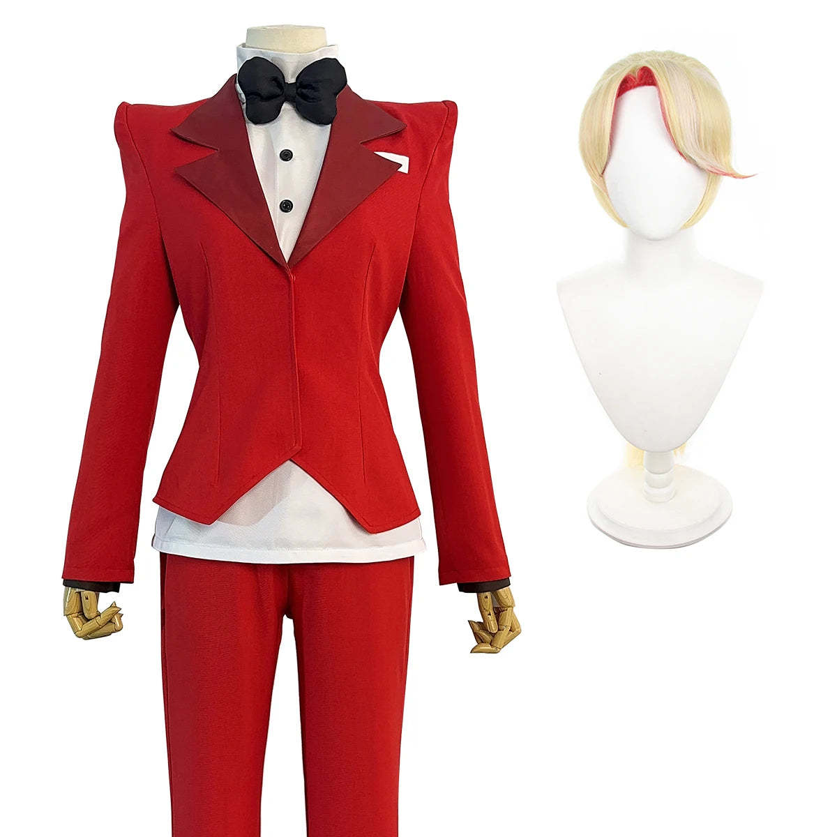 Charlie Morningstar Hazbin Hotel Cosplay Costume Wig & Suit Set with Shoulder Pads-Astricos