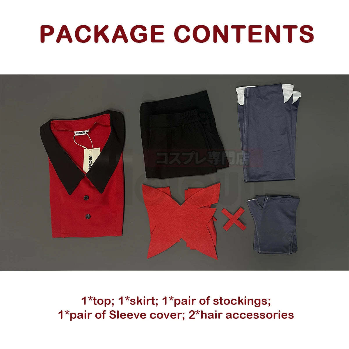 Haz Hotel Anime Vaggie Cosplay Costume with Wig, Top, Skirt, Long Silver Grey Rose Net Comb-Astricos