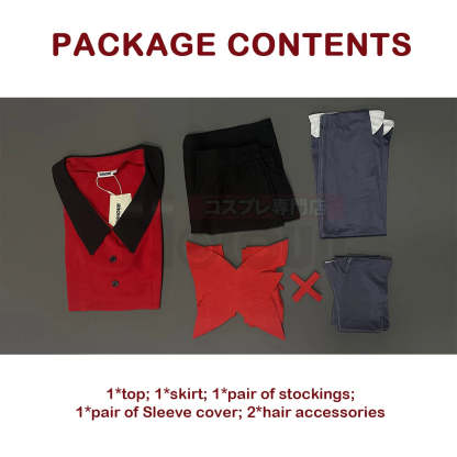 Haz Hotel Anime Vaggie Cosplay Costume with Wig, Top, Skirt, Long Silver Grey Rose Net Comb-Astricos