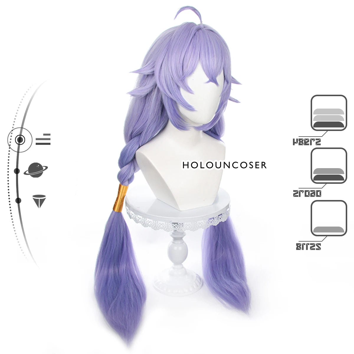 Honkai Star Rail Bailu Cosplay Wig with Horn Clip & Tail Fixer - Rose Net Heat Resistant Synthetic Fiber-Astricos